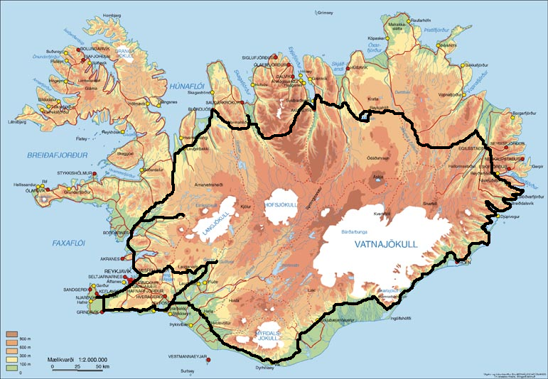 Carte de l'islande